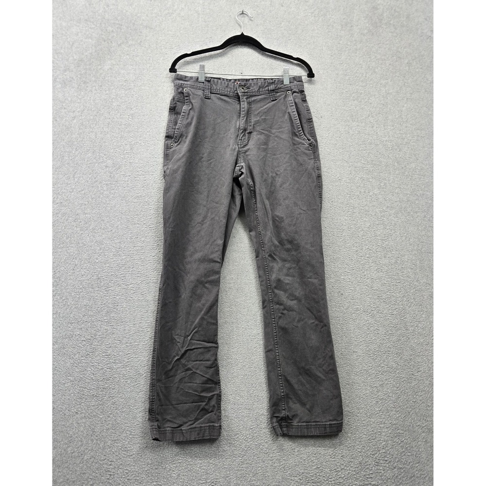 Eddie Bauer Men Pants 30X32 Gray Canvas Utility Cargo Straight 29" Inseam